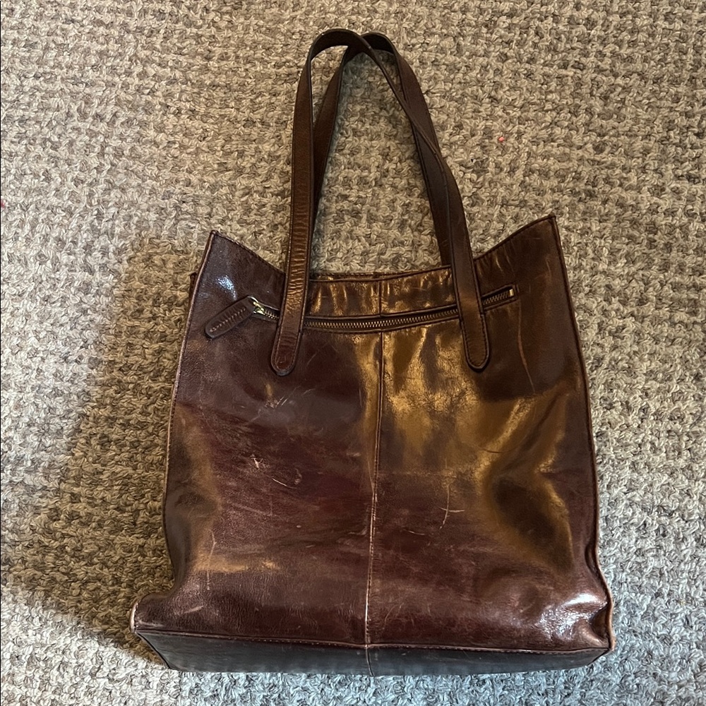 👜 J.Crew Vintage Genuine Leather Tote Bag — Classic Brown 💼